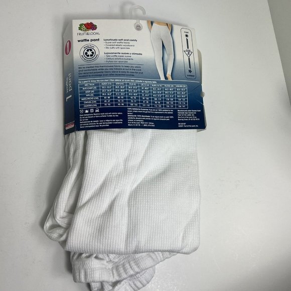 Fruit Of The Loom Womens Beyond Soft Waffle Pant Size Medium 8-10 White Thermal - Picture 10 of 12